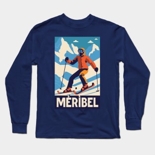 A Vintage Travel Art of Meribel - France Long Sleeve T-Shirt